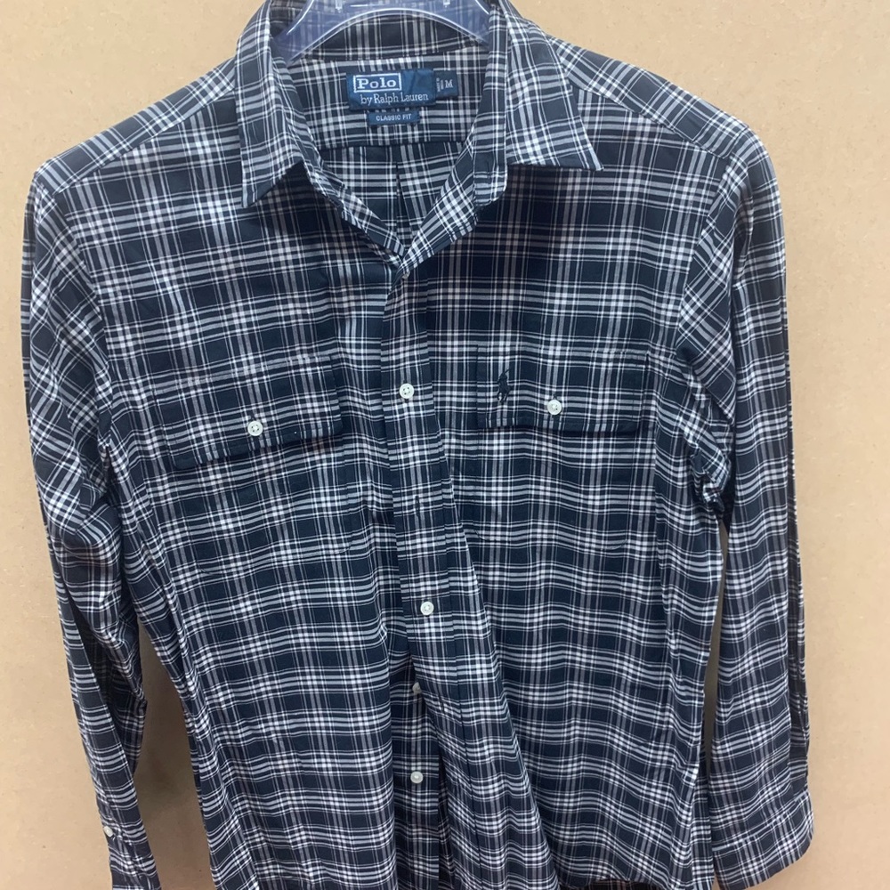 Polo Button Down Plaid Shirt (M)